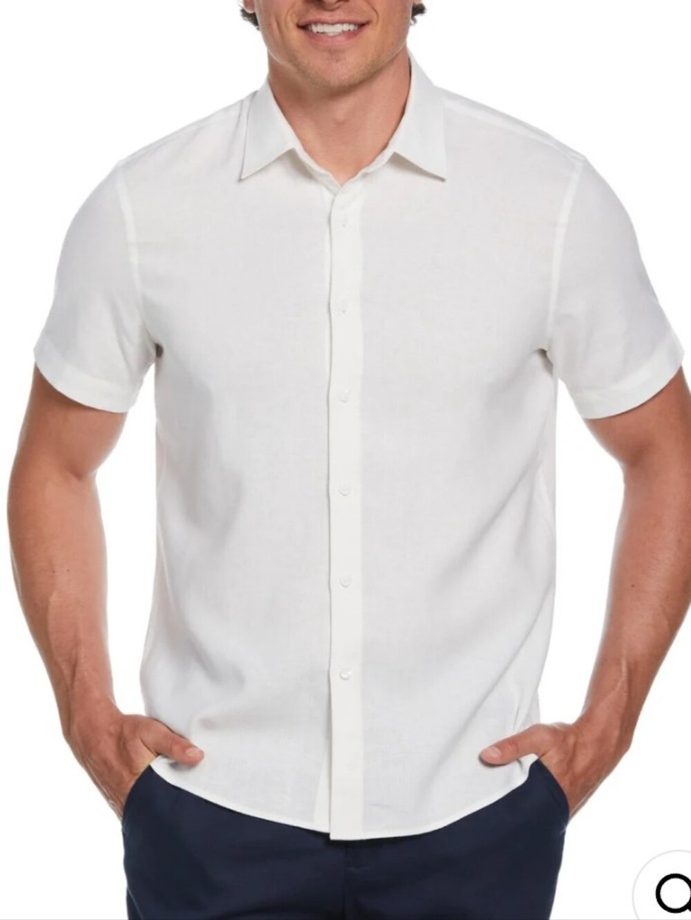 Cubavera Solid Linen Blend Shirt Men's Size Medium Brilliant White